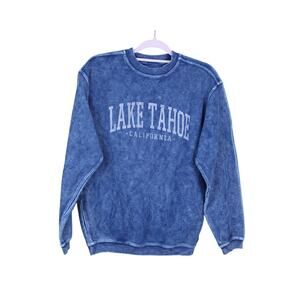 Yesterday's Sportswear Blue Lake Tahoe California Textured Sweatshirt Top XS